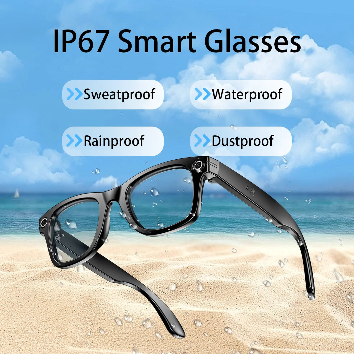 Smart Glasses With AI,Bluetooth Music Glasses With 140+ Translation,Anti-Blue Light Lenses,Camera Glasses For Travel Meeting