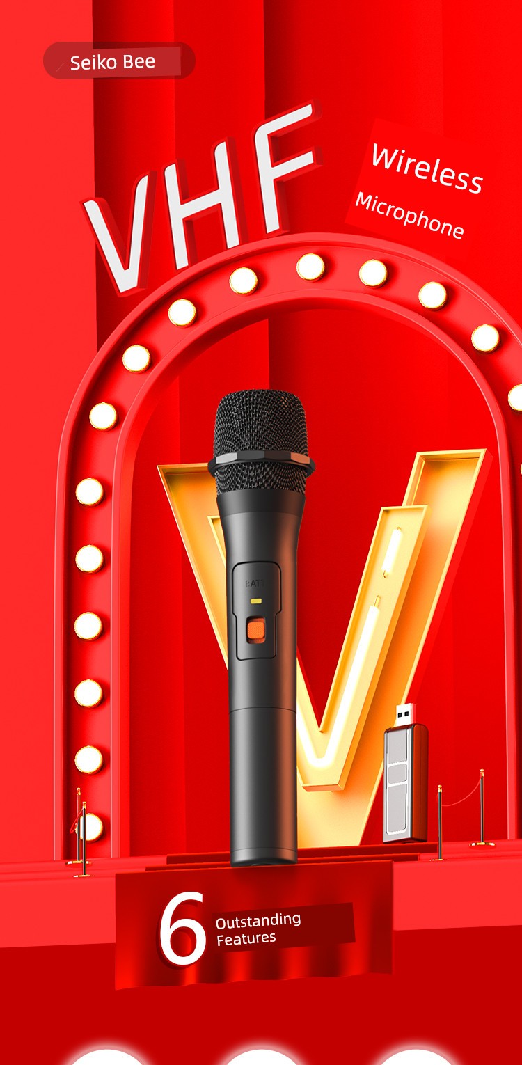 Wireless Microphone U Band Rod Stereo Handheld Microphone Outdoor Square Dance Power Amplifier, Speaker Singing Universal Headset