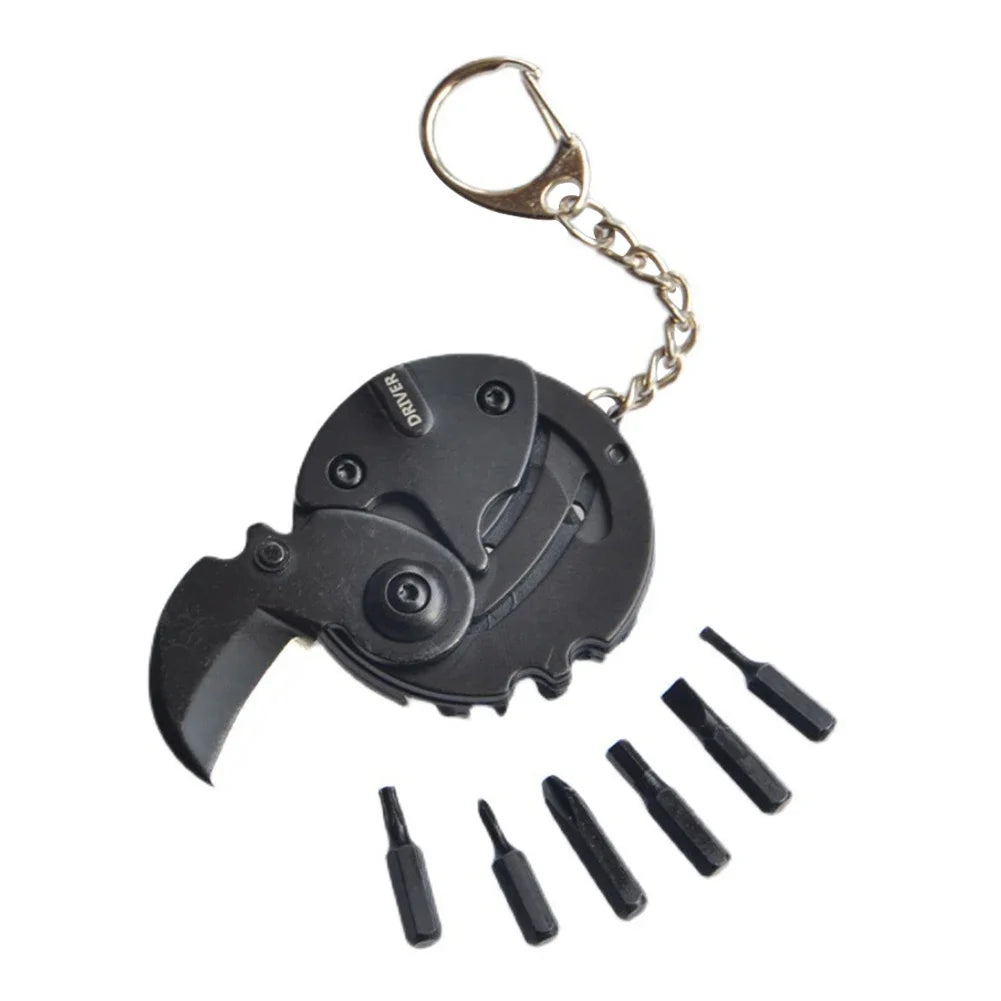 Multifunctional Keychain Screwdriver Hexagon Coin Outdoor EDC Tool Hexagon Folding Coin Knife Pocket Fold Mini Coltello Gear Pee