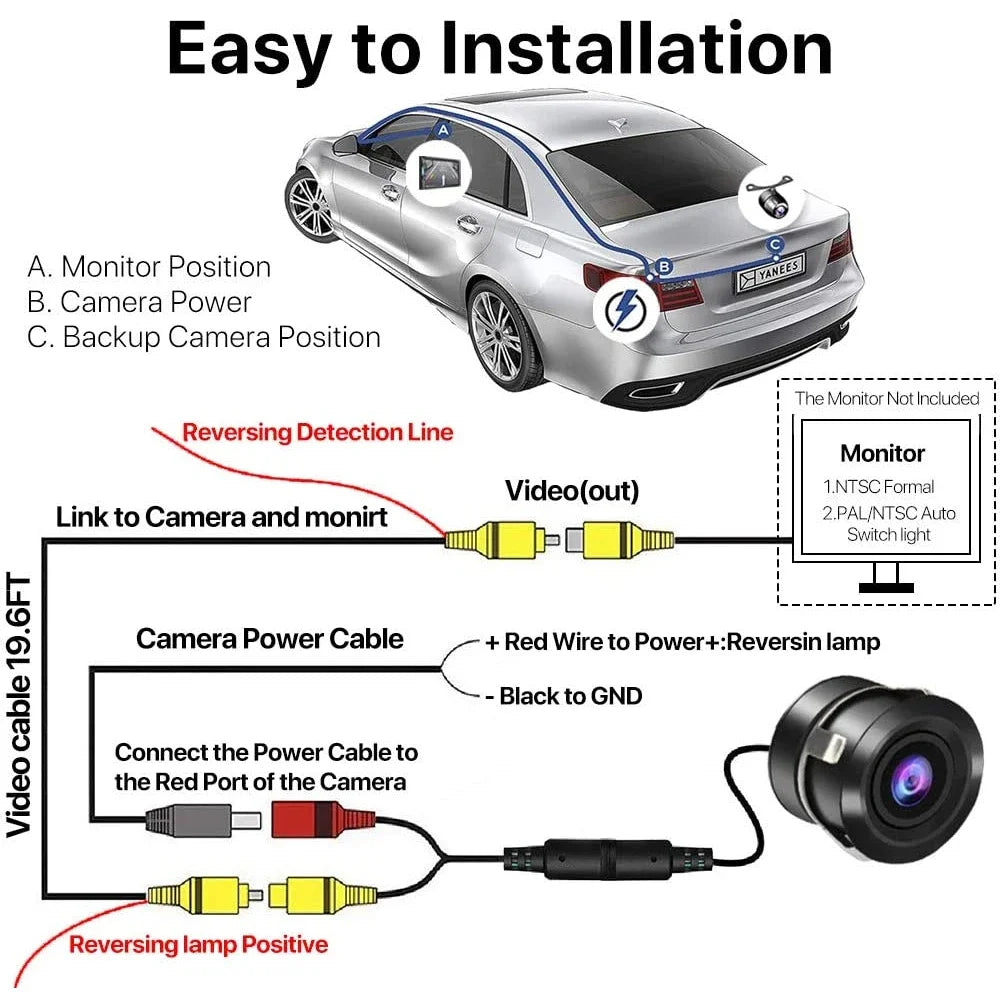 Car Rear Reverse Camera Rearview 170degree Car Infrared Auto Night Vision Waterproof Parking Reversing HD Image Sensor Rear View