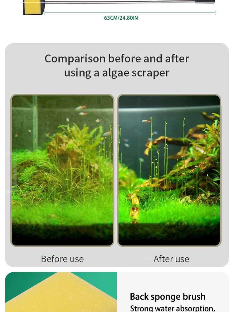Fish Tank Brush Long Handle Brush Double-sided Cleaning Brush Aquarium Cleaning Tools
