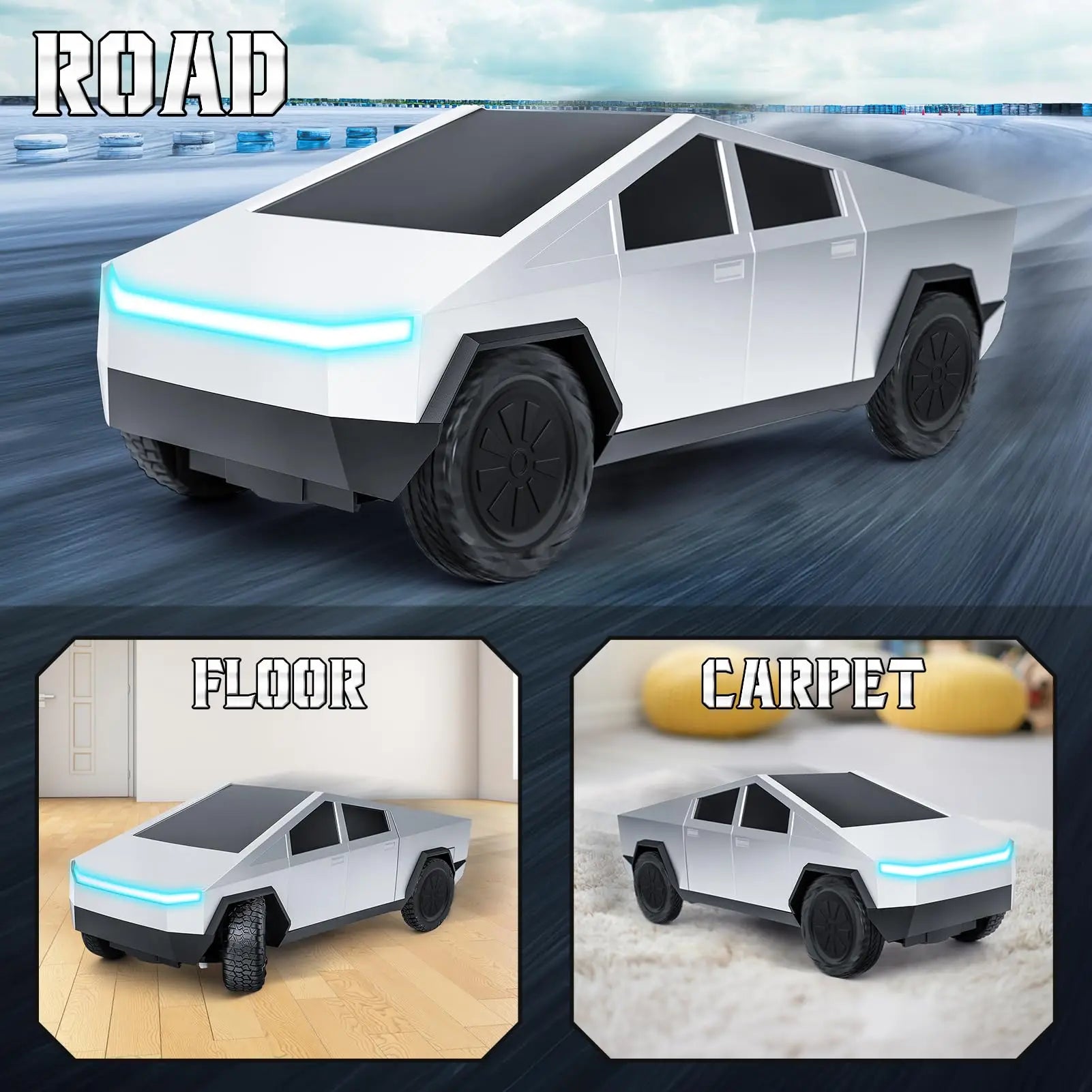 1:24 Pickup Remote Control Car, 4WD Off-Road RC Truck Toy,27MHz Wireless Remote Car with LED Lights,Birthday Gift for Boys Kids