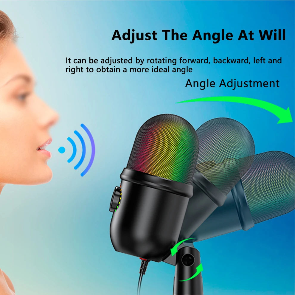 USB Microphone Studio Professional Condenser Microphone for PC Computer Recording Streaming Gaming Karaoke Singing Mic