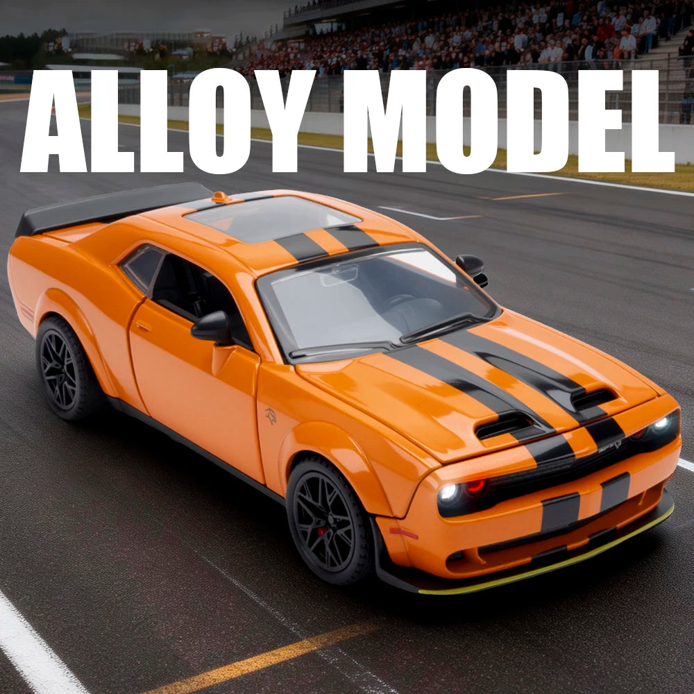 Dodge Challenger Hellcat Toy Car for 1: 32 Scale Die Cast Metel Cars Toy Pull Back Hellcat Model Cars With Sound and Light Hellc