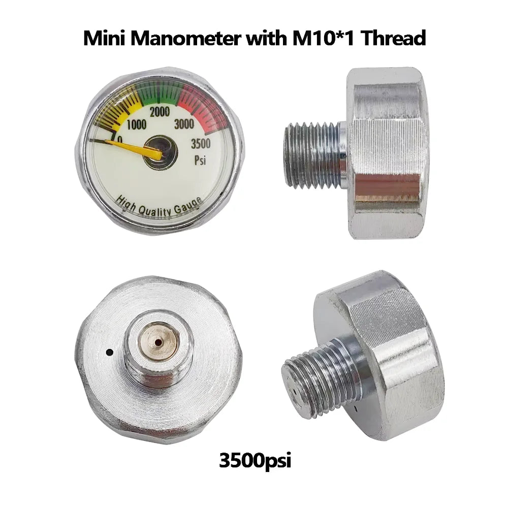 M10*1 HPA Mini Micro Pressure Gauge Manometer Small Profile 600/3500/4000/4500/6000 PSI 250/350 BAR