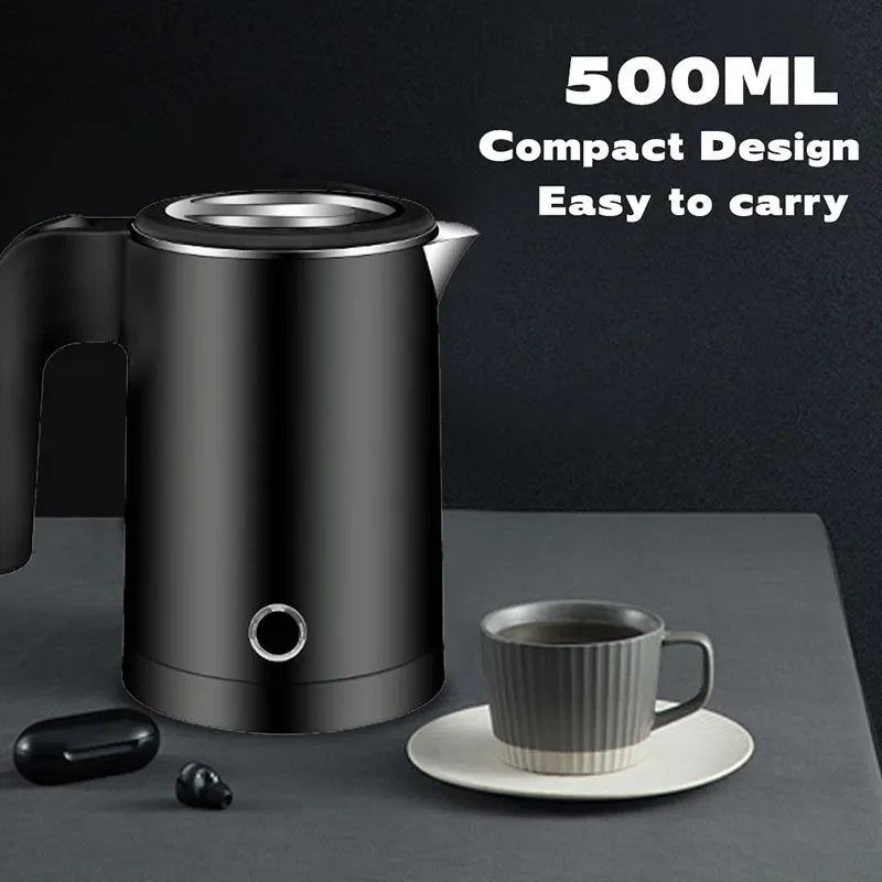 Portable 500ML Travel Electric Kettle Tea Coffee Stainless Steel Water Boiler Pot For Hotel Family Travel kitchen Smart kettle