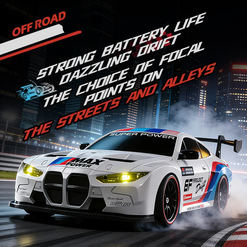4WD RC Drift Car With LED Light 2.4G Radio 20KM/h High Speed Remote Control Racing Cars Vehicle Model Toy Gift for Boy Girl Kid