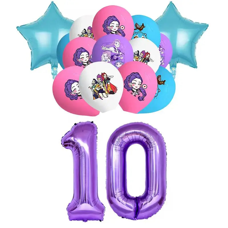 Happy Birthday Party Decoration Character Anime Tableware Plate Cup Balloon Set Banner Backdrop Gift Bag Keychain Party Supplies