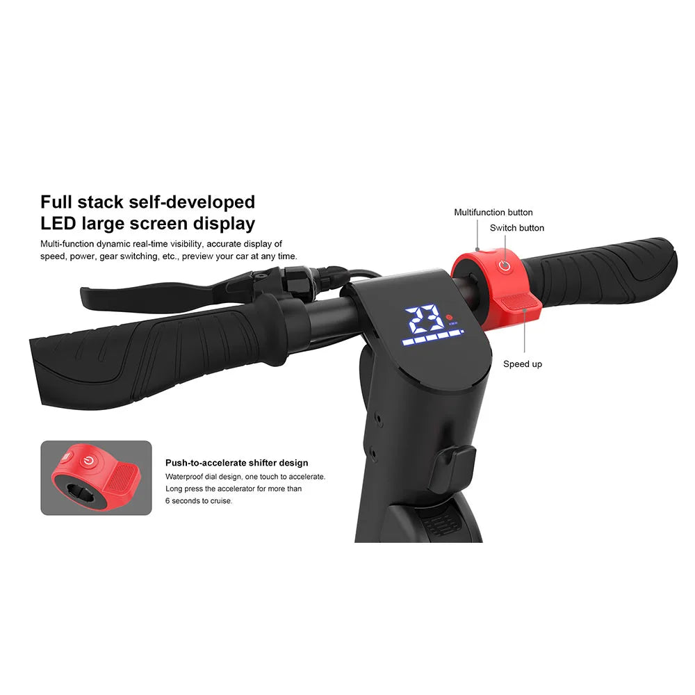 Stay on the go with this foldable 10-inch e-scooter for adults. With powerful electric features and a kick scooter design, this efficient and versatile mode of transportation is ideal for daily commutes and urban travel.