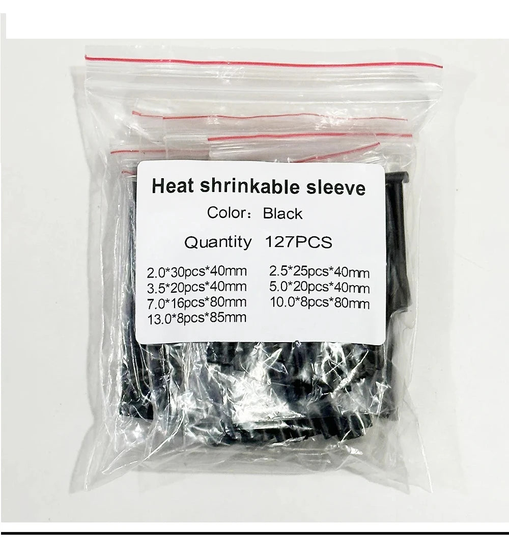 Protect your wiring with this black heat shrink tube kit—thermoresistant tubing ideal for wire wrapping, electrical connections, and cable insulation!