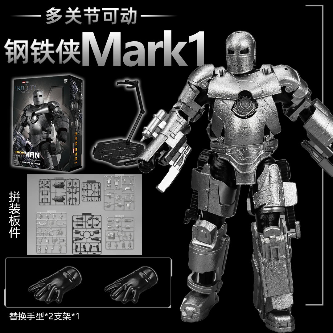 Original LED FondJoy Iron Man MK42 MK43 MK46 MK1 MK2 MK3 MK4 DIY Toys Action Figure Tony Stark Collection Anime Model Kids Gift