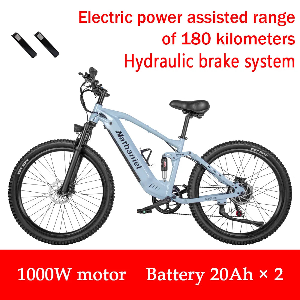 Nathaniel SYR03 Electric Bike 27.5' 1000W Adult Electric Assisted Bike 48V 20Ah Large Capacity Detachable Lithium Batteries Ebik