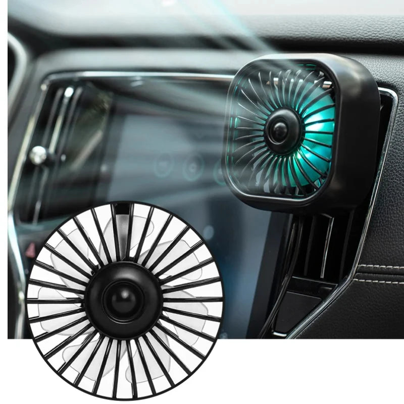 Summer New Mini USB Car Fan, 3 Speed Adjustable, Air Vent Mount with Colorful Light, Auto Cooling Fan Car Accessories
