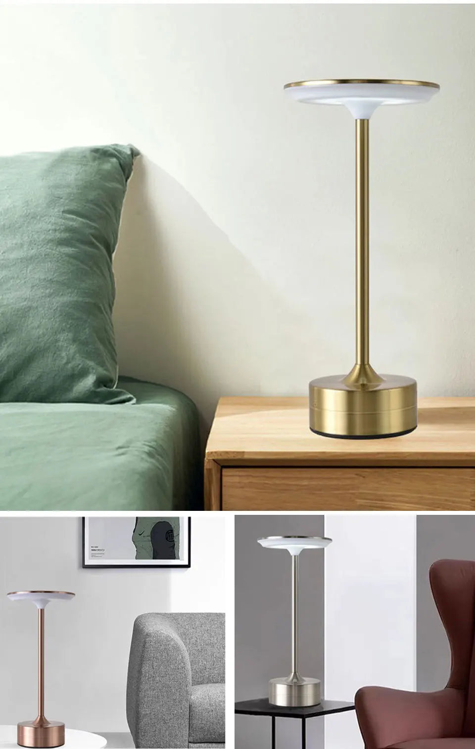 Illuminate any space with this LED touch sensor table lamp—USB rechargeable, portable, and perfect for bedrooms, restaurants, hotels, bars, and more!
