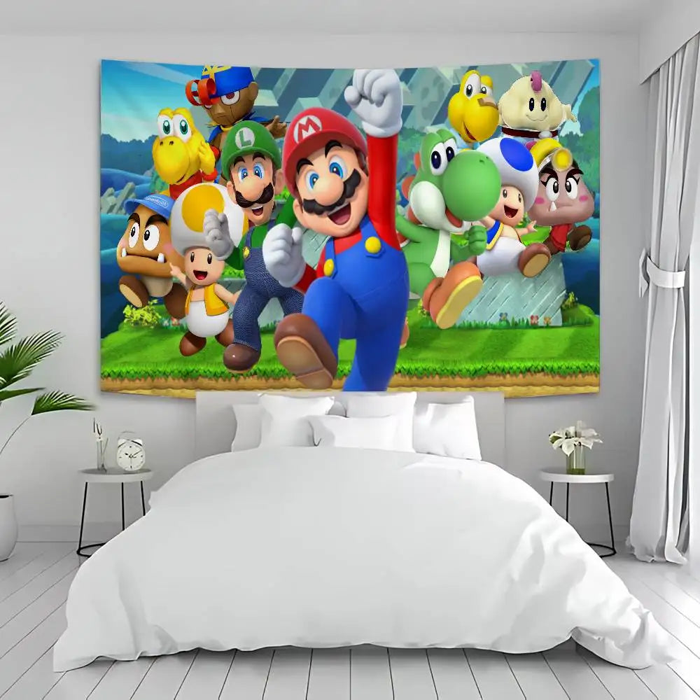 Game M-mario-O cartoon DIY Wall Tapestry for Living Room Home Dorm Decor Wall Art Decor