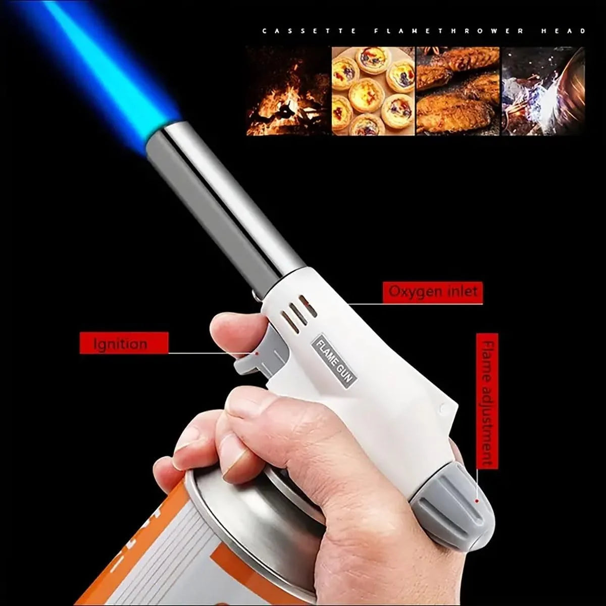 Outdoor Butane Burner Flame Gas Torch for Camping Barbecue Baking Metal Welding Heater Lighter Flame Gun for Cooking