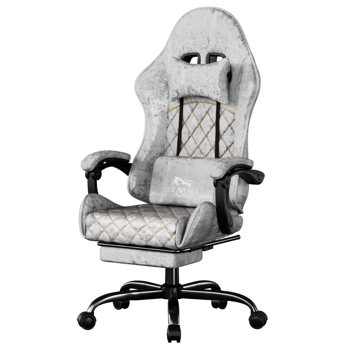 Massage Gaming Chair, Computer Office Chair with Comfy Fabric, Height Adjustable Game Chair with 360°-Swivel Seat and Headrest