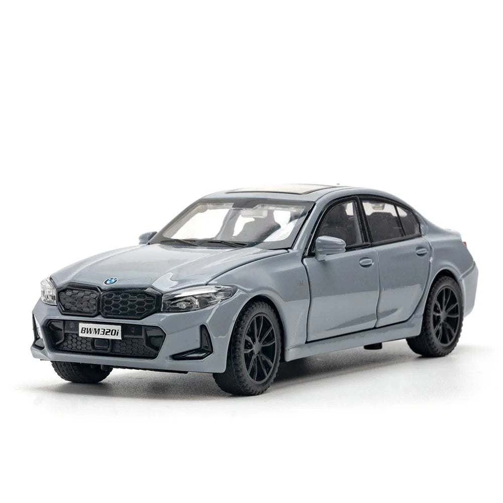 1:32 M4 320I Simulation Car Model Toys Metal Diecast Doors Opened Sound Light Pull Back Rubber Tires Ornament Vehicles for Kids