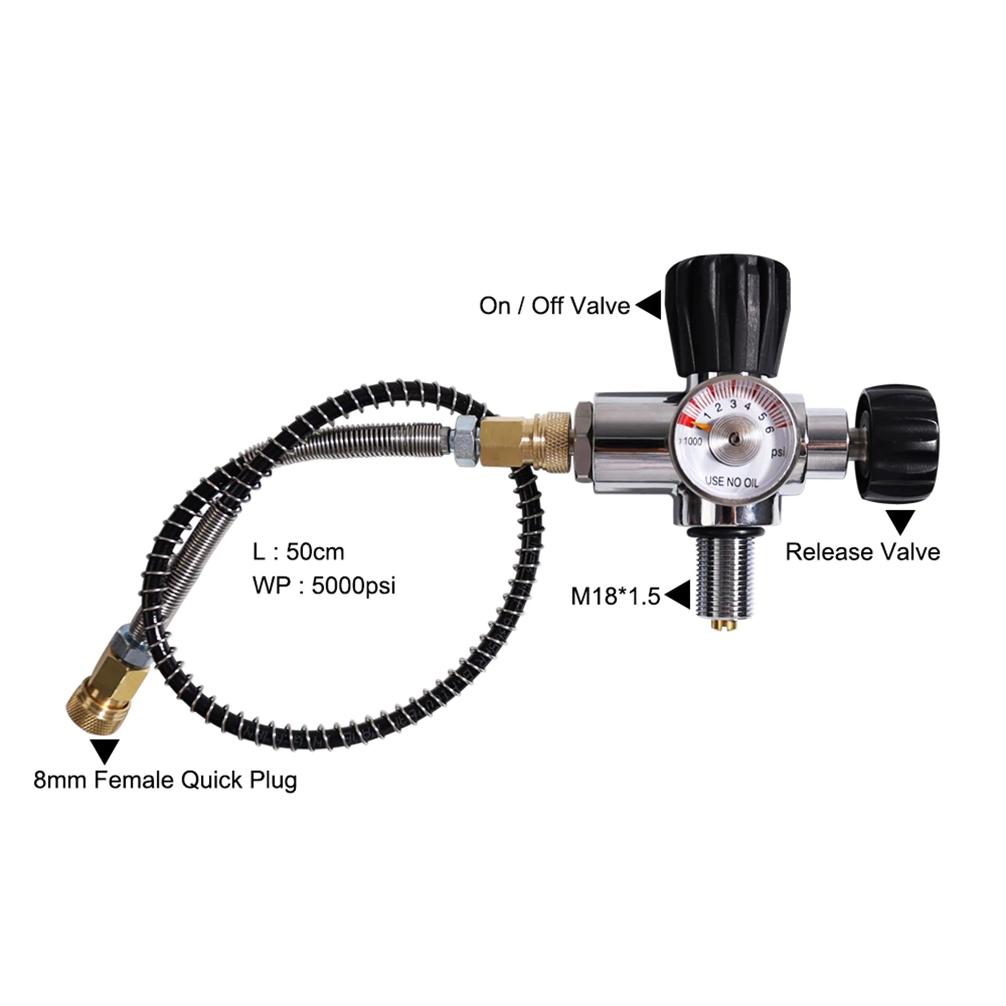 TUXING 4500Psi 2L Carbon Fiber Cylinder High Pressure Tank Scuba Diving Tank with Fill Station Regulator Joint Valve M18*1.5