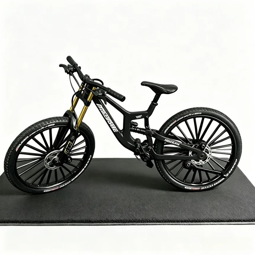 1:10 Scale Full Alloy Frame Downhill Mountain Bike Model Full Suspension Diecast Collectible Miniature Realistic Toy Gift Decor