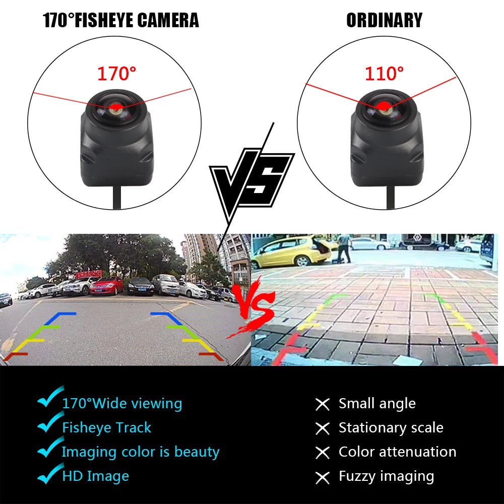 CCD Car Camera High Definition AHD Fisheye Lens 1280x1080P 170 Wide Angle Starlight Night Vision Rear View Reverse Camera
