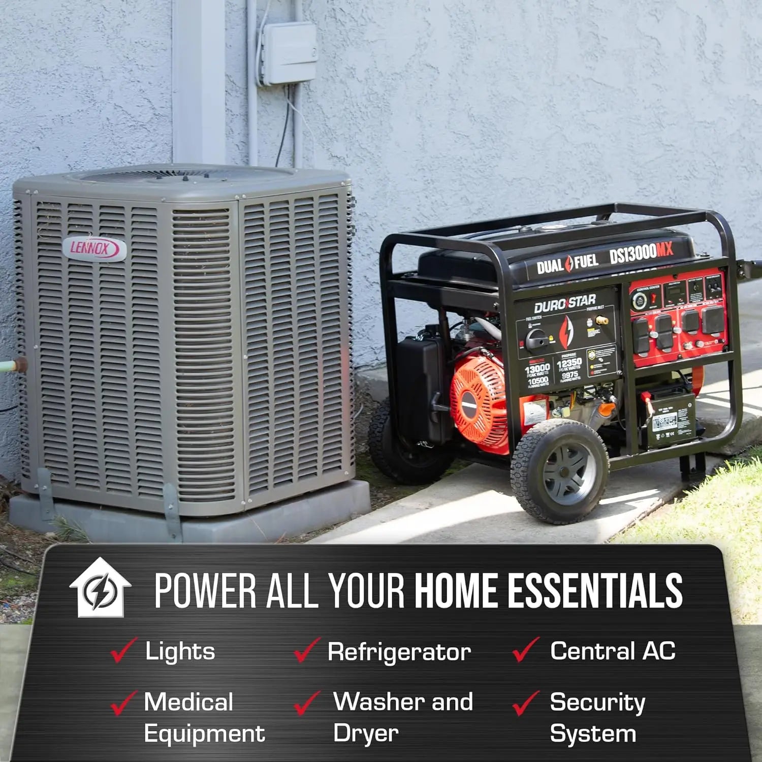 Power your home effortlessly with this bestseller 13,000-watt 500cc dual fuel portable generator—runs on gas or propane, features remote electric start, and delivers reliable whole-home backup power!