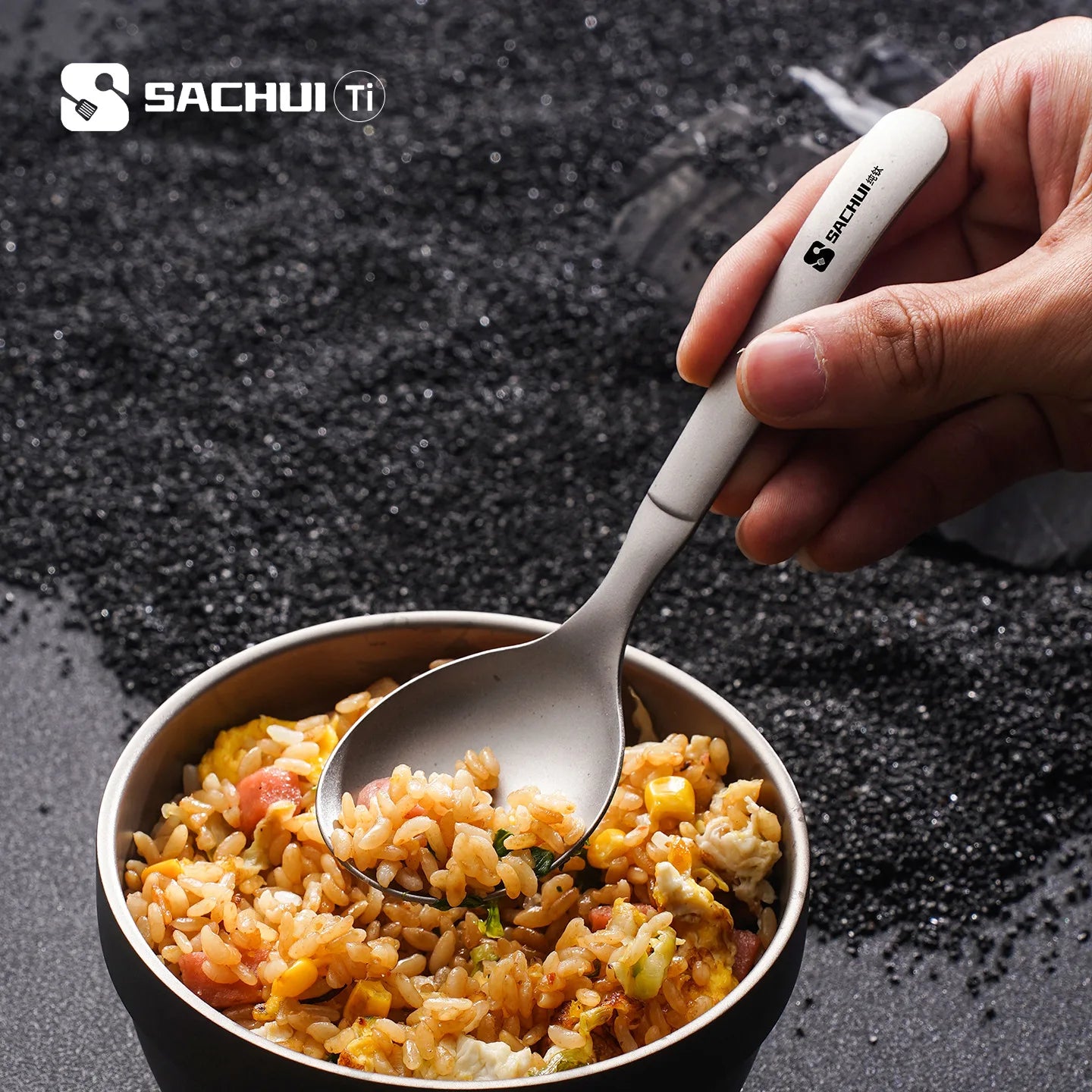 Pure Titanium Round Spoon Lightweight Camping Utensil Home Use Soup Rice Spoon Portable Backpacking Hiking Outdoor Tableware