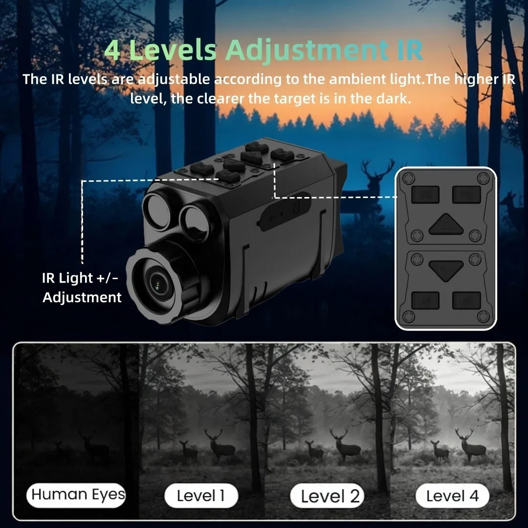 4K HD Portable Infrared Night Vision Goggles, 2" Screen 6X Digital Zoom with Built-in White Light Flashlight for Outdoor Use