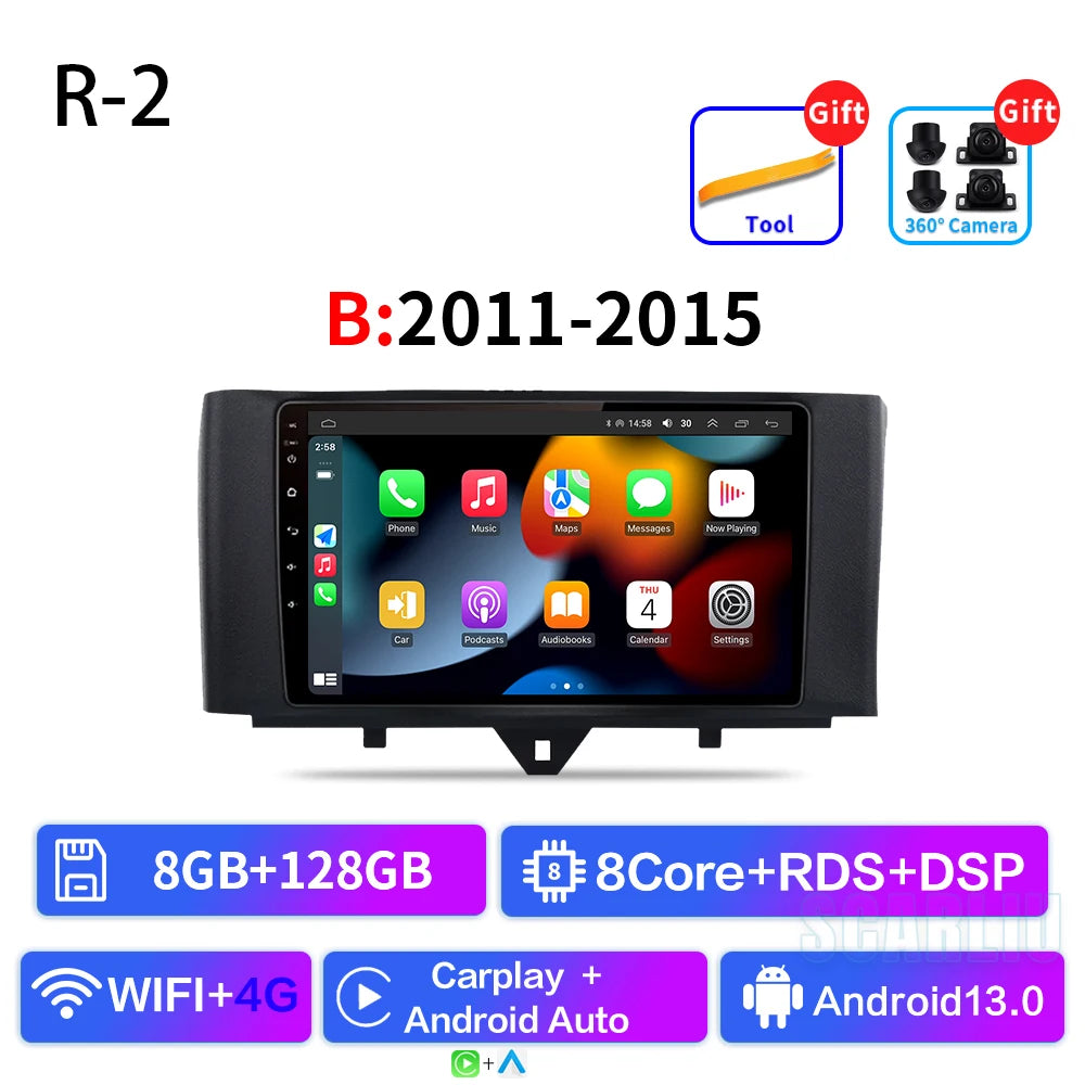 For Smart Fortwo 451 2005 - 2010 2010-2015 Multimedia GPS Navigation DSP RDS 4G SWC CarPlay 2Din 9inch Android Auto Car Radio
