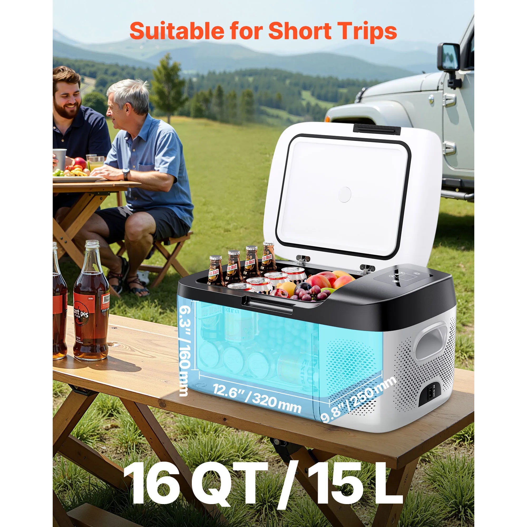 SucceBuy 15L Small Fridge Portable Car Freezer 12V/24V Mini Refrigerator Compressor Cooler for RVs Traveling Camping Outdoor