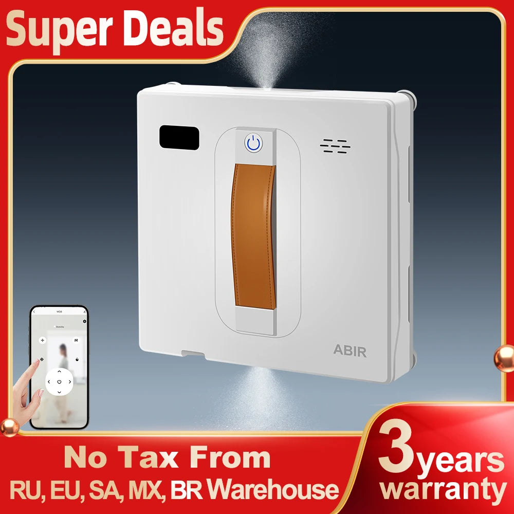 Window Vacuum Robot Cleaner ABIR WD8, Dual Ultrasonic Spray, AI Intelligent Wipping, Updated Laser, Smart Home Glass Wall Washin
