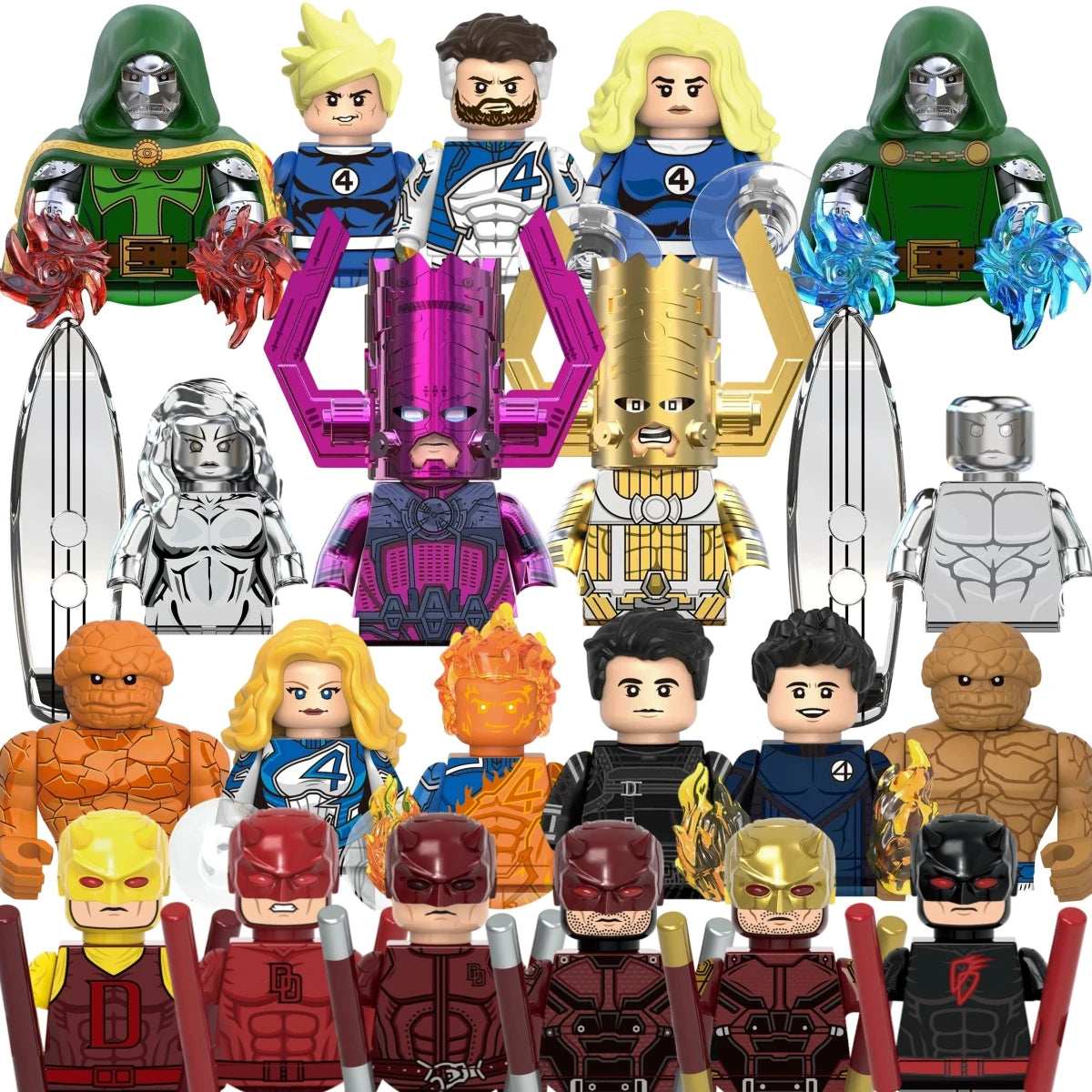 Marvel Mini assembly brick toys The Fantastic Four Superhero Building block Silver Surfer Galactus doll block toys party gifts