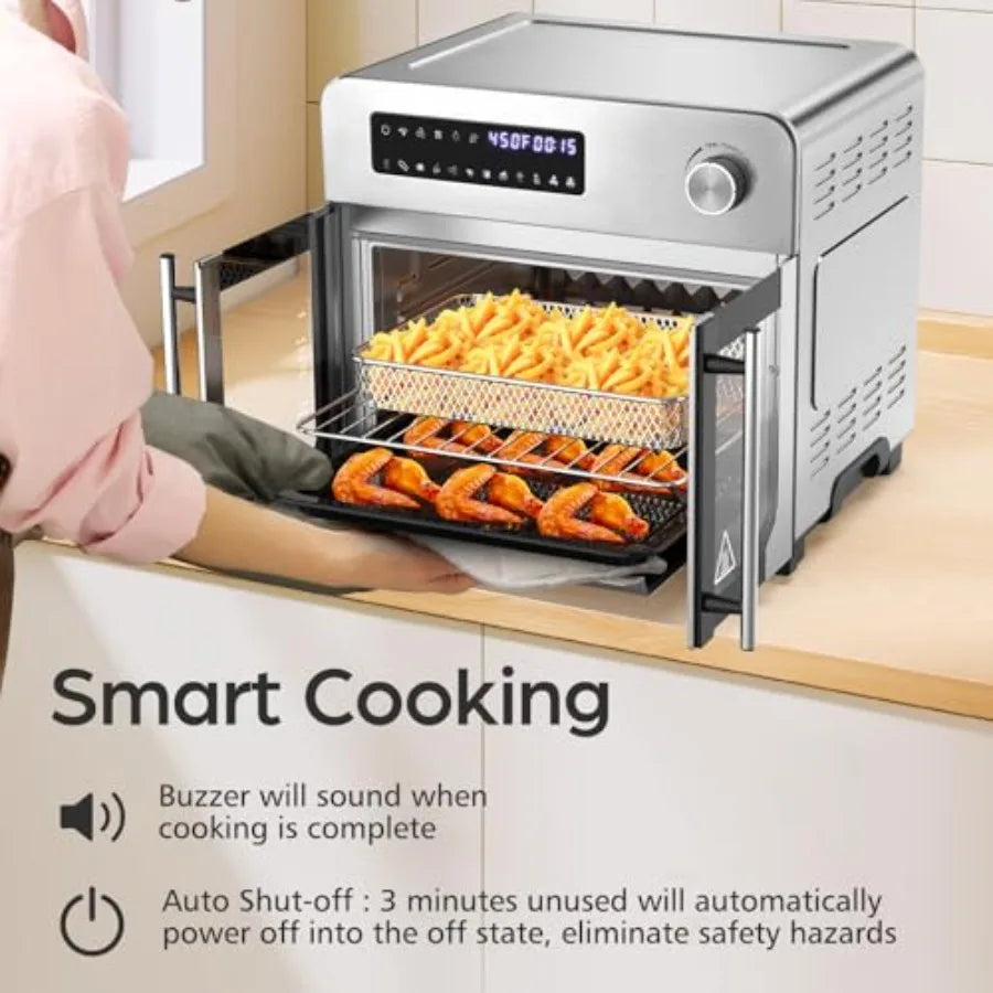 French Door Air Fryer Toaster Oven Combo, 10-in-1 Air Fryer Toaster Oven with Rotisserie, 24QT Large Countertop Convection Oven
