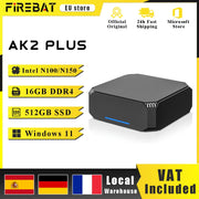 FIREBAT AK2 PLUS MiniPC Intel N150 N100 Dual Band WiFi5 BT4.2 16GB 512GB Desktop Gaming Computer Mini PC Gamer