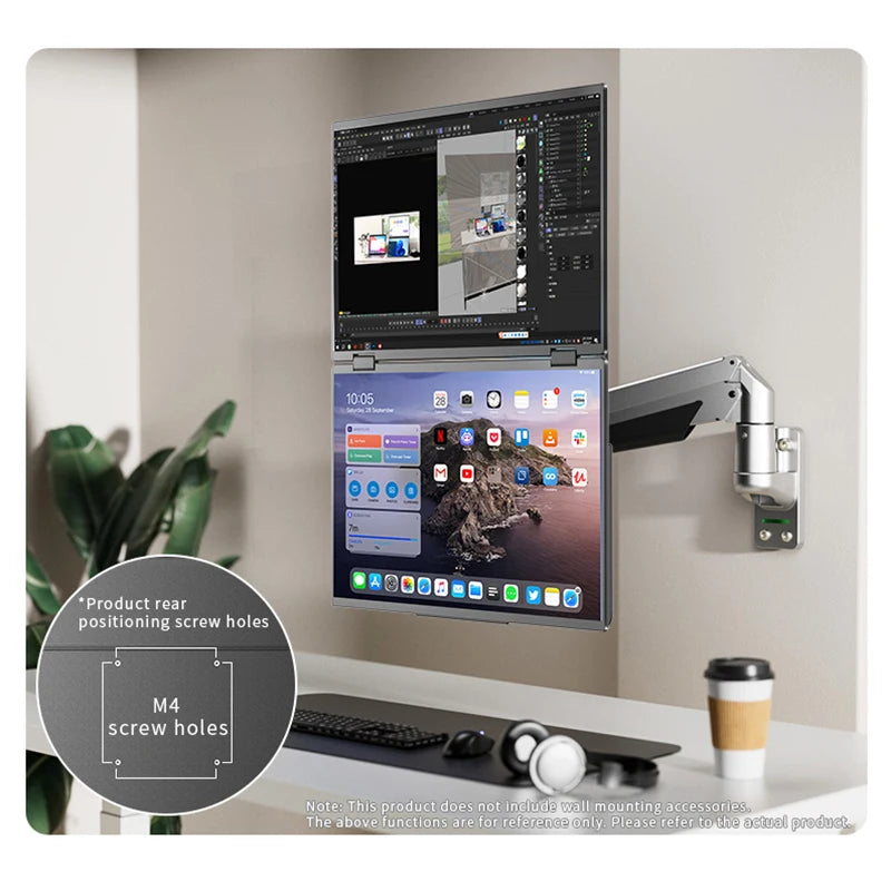 Sibolan 16 inch Dual Screen Portable Monitor 2.5K 60Hz 100% SRGB Foldable Laptop Display Extender HDMI USB-C Plug For Win Mac