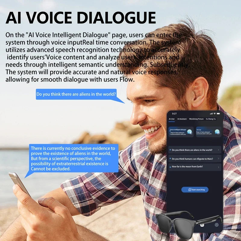 Smart Glasses AI Intelligent Translation Wireless Bluetooth Glasses With Real-time Simultaneous Interpretation Headset 2025 New