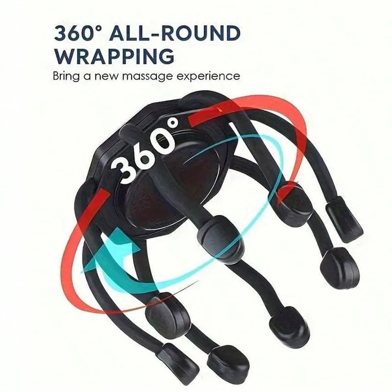 Cordless Electric Scalp Massager,360 Degree Head Massager With 8 Finger Tips, Deep Relaxing And Stress Relief, Holiday Gift