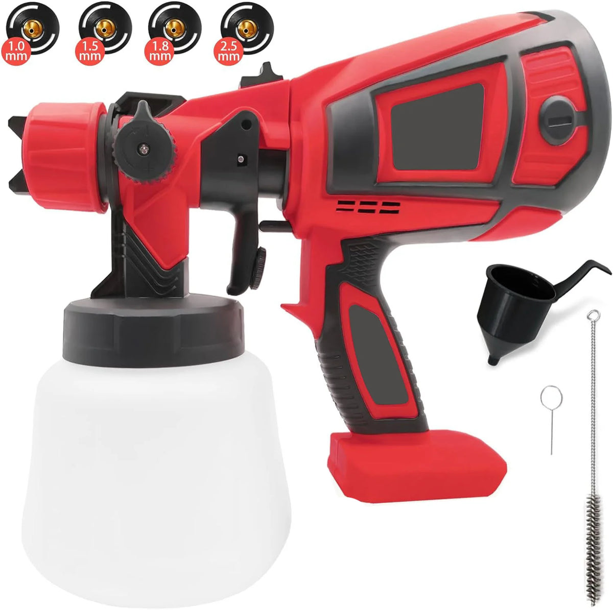 HVLP Paint Sprayer Compatible with Milwaukee 18V Battery 30000RPM Electric Paint Gun with 1.0/1.5/1.8/2.5mm Nozzles