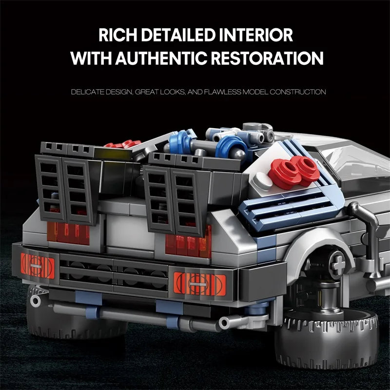 1:24 Classic Movie Racing Car Building Blocks MOC Model Sport Cars Toys Back Future Bricks Vehicle Festival Gifts for Boys Kids