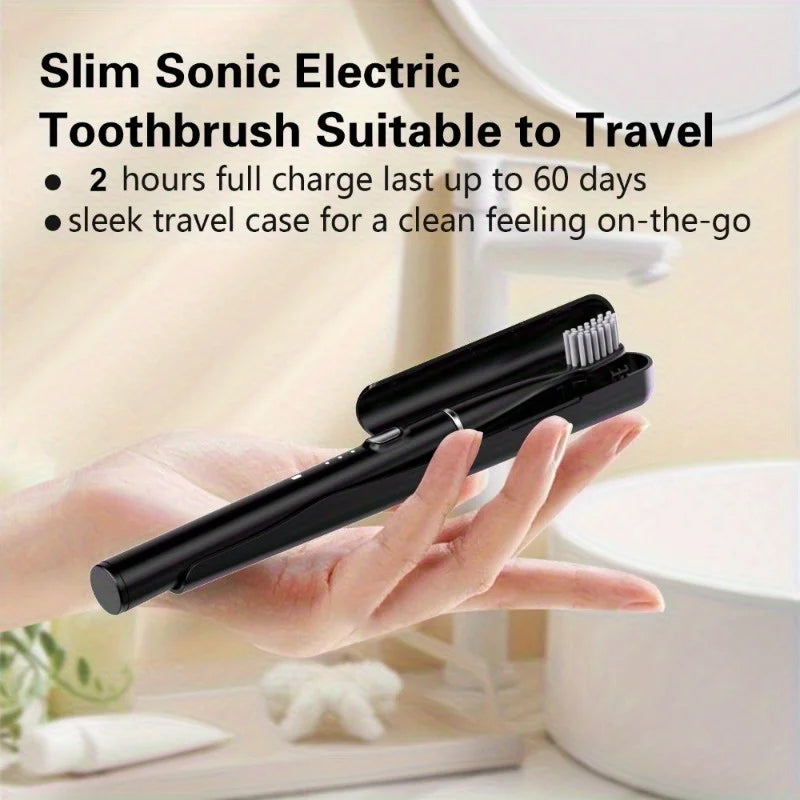 Keep your smile fresh on the go with this portable USB rechargeable electric toothbrush—comes with 6 replaceable brush heads for lasting clean and convenience!