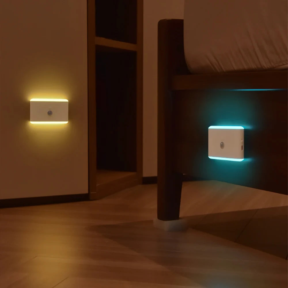 Light up your nights with this LED motion sensor night light—featuring 3 dimmable modes, perfect for stairs and indoor use with battery power!
