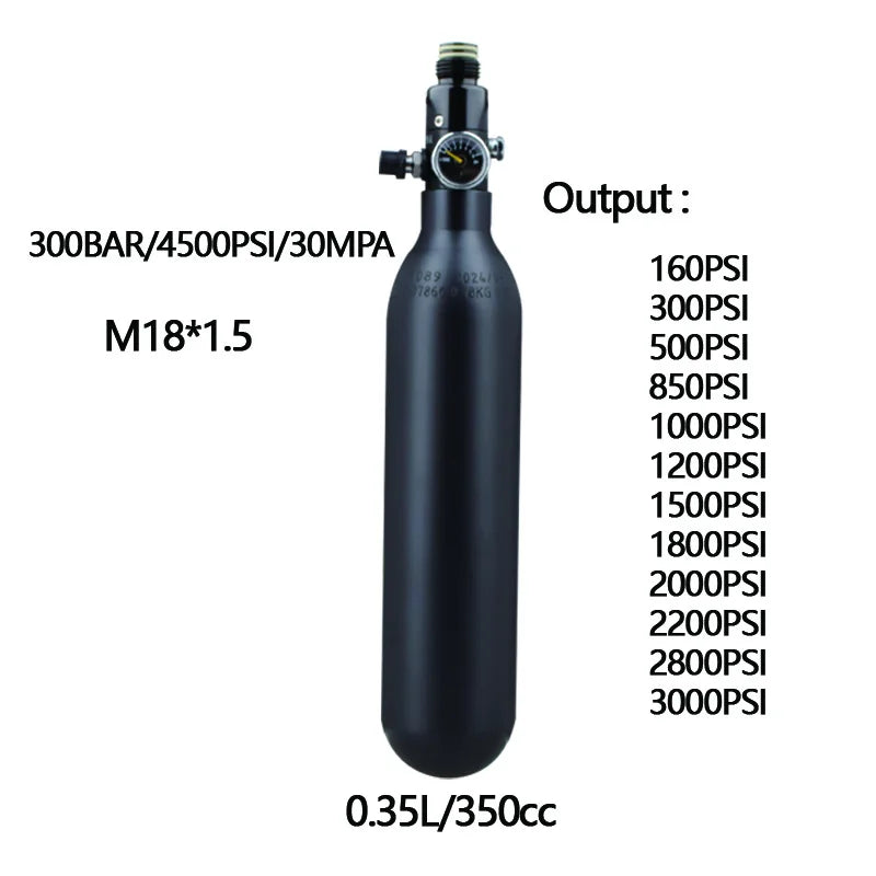 HPA Scuba 0.22L/0.3L/0.35L/0.45L/0.5L 300BAR 4500PSI Air Tank Output 160PSI To 3000PSI Pressure Regulator For Station Diving