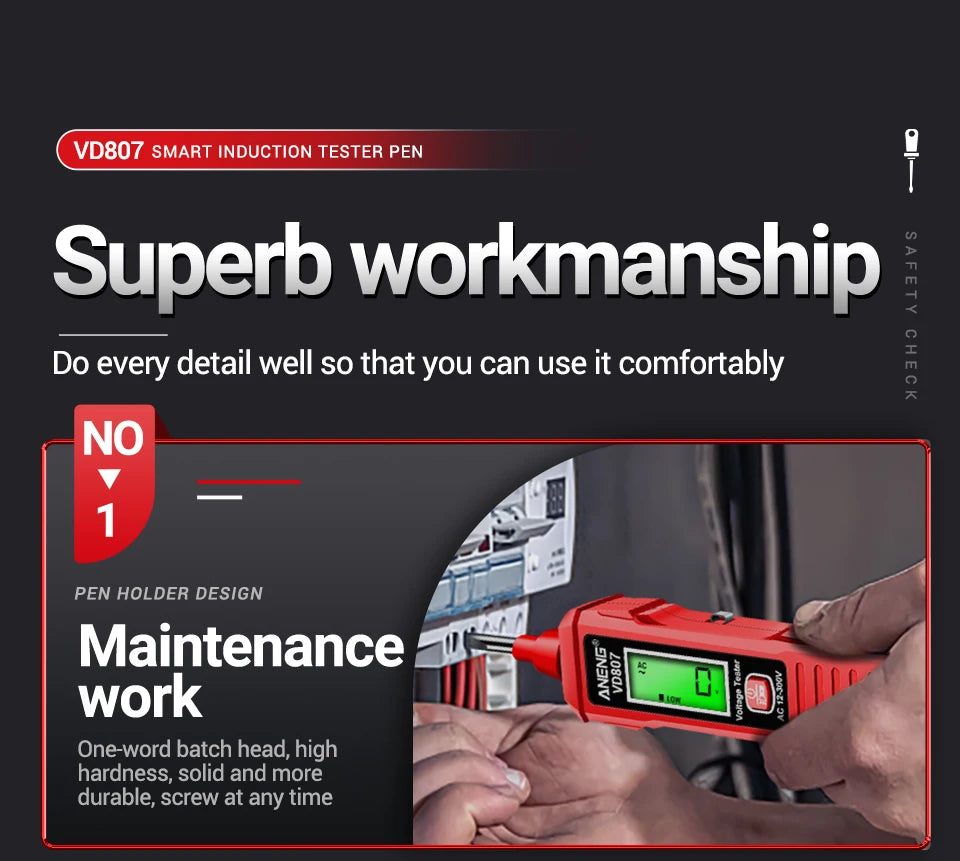 Safely detect live wires with this one-word induction portable smart electric pen tester—featuring NCV sensor and compatible with 50/60Hz for accurate, non-contact voltage testing!