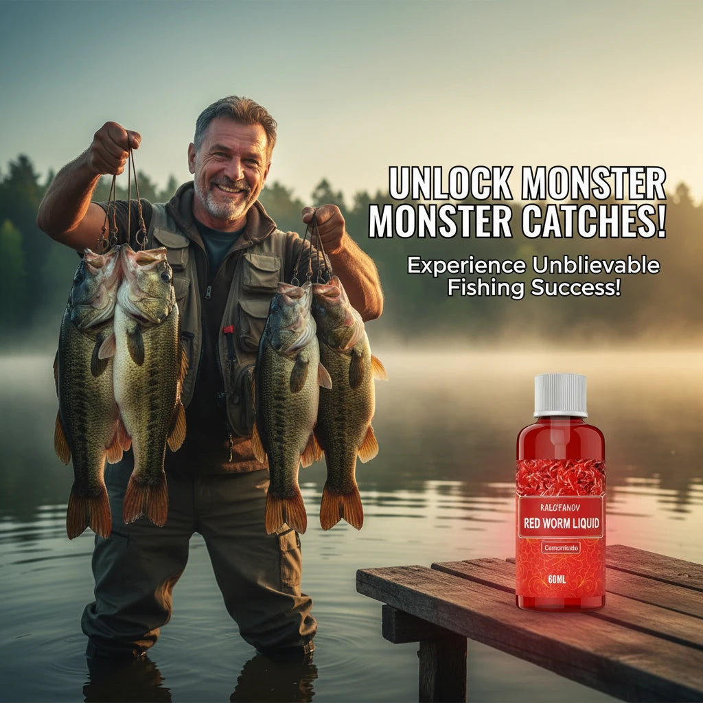 60ml Red Worm Liquid Concentrated Fish Attractant for Carp Fishing Bait Additive Lure Scent Fast Attraction Professional Gear