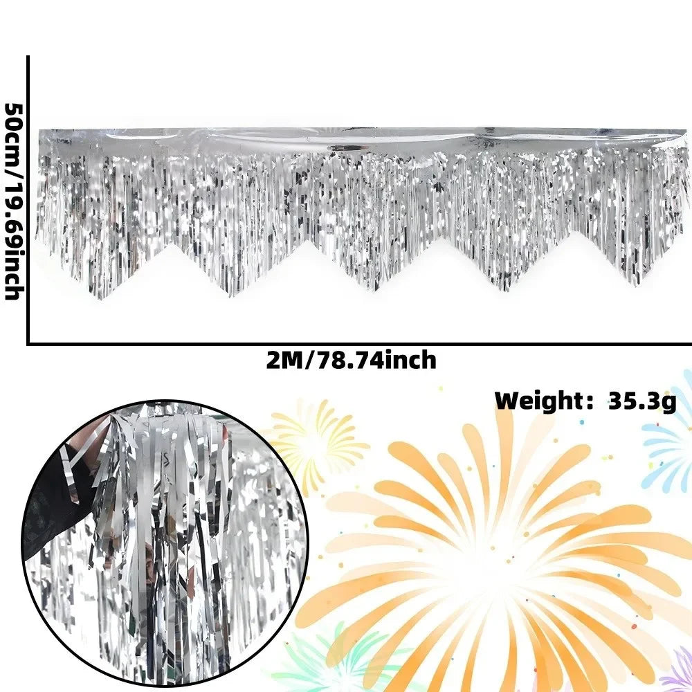 Multicolor Drizzle Garland Encryption PET Metallic Foil Fringe Thickening Background Ornament Tassel String Party Supplies