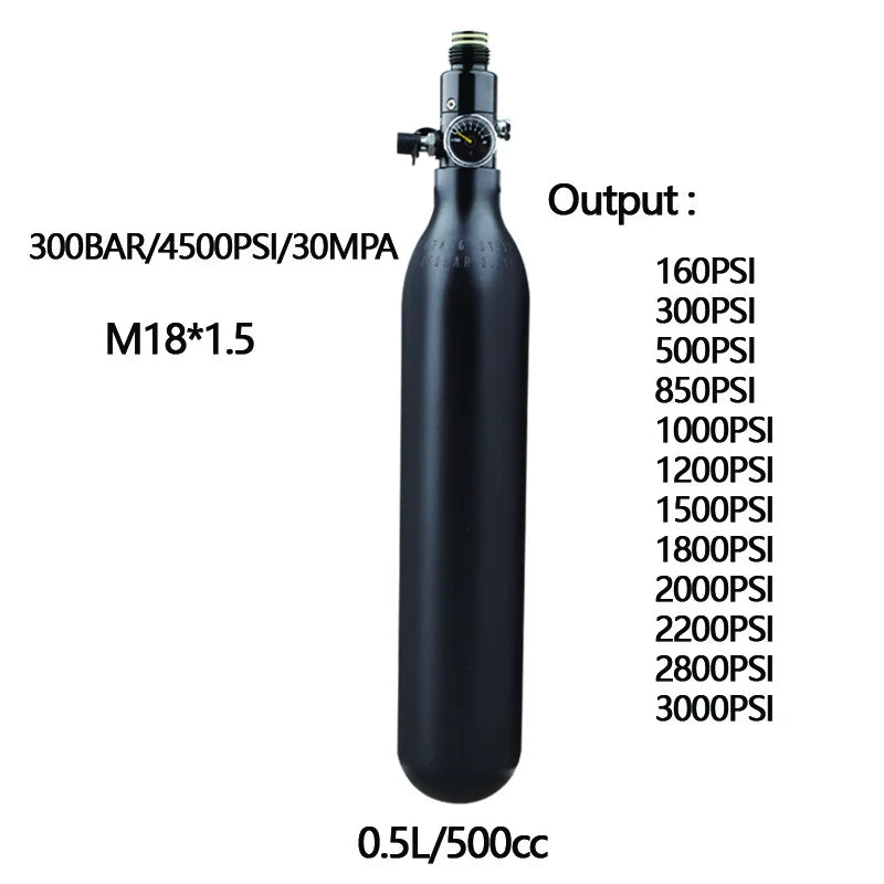 HPA Scuba 0.22L/0.3L/0.35L/0.45L/0.5L 300BAR 4500PSI Air Tank Output 160PSI To 3000PSI Pressure Regulator For Station Diving