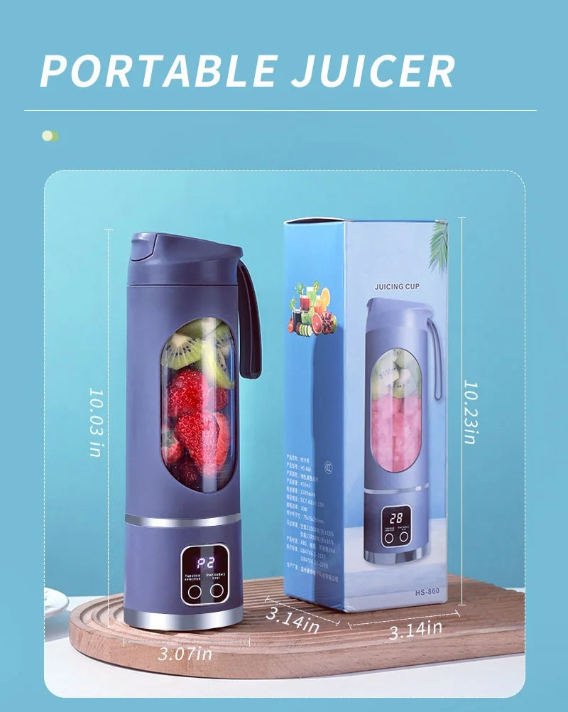 8-blade USB charging, smoothie, kitchen ingredient processor, portable juicer, 3-speed adjustable multi-function mixer juicer