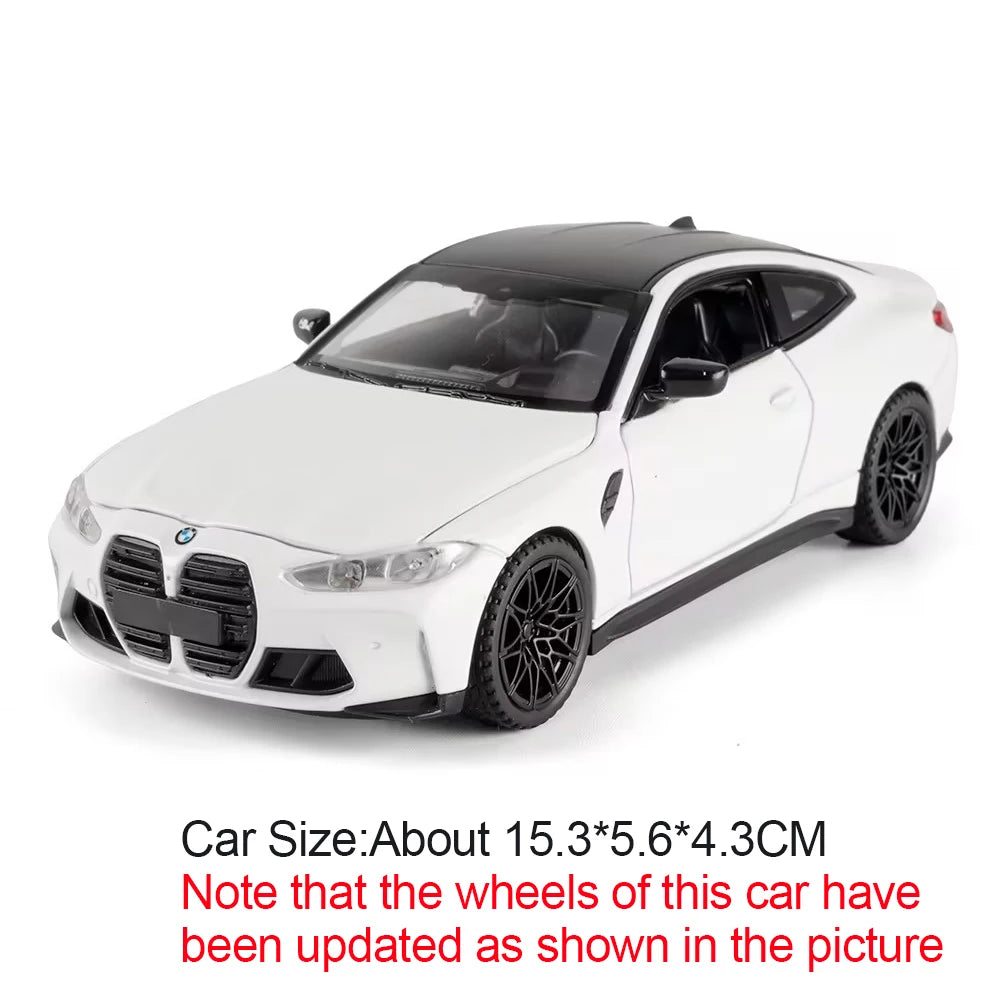 1:32 M4 320I Simulation Car Model Toys Metal Diecast Doors Opened Sound Light Pull Back Rubber Tires Ornament Vehicles for Kids