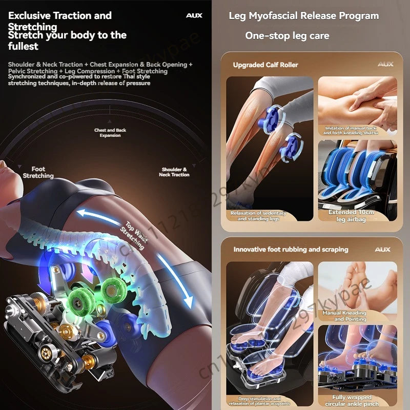 New 6D+6D Home Smart Massage Chair Full Body Electric 6D Jade Deep Stretch SL-Track Zero Gravity Recliner with Body Scan Heated