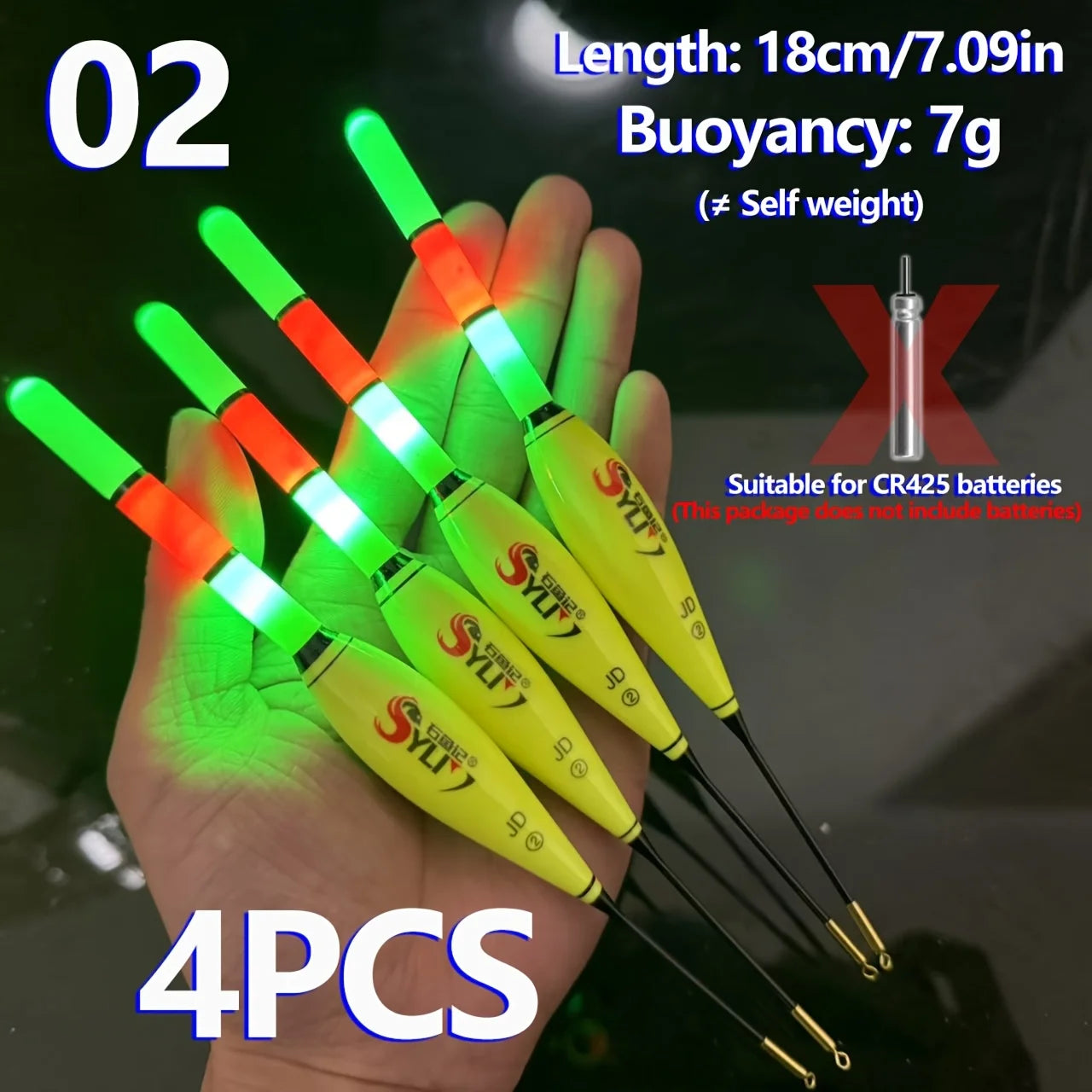4PCS Fishing Night Float Electronic Luminous Bold Visibility European Carp Fishing Set Luminous Float (Excluding Battery)